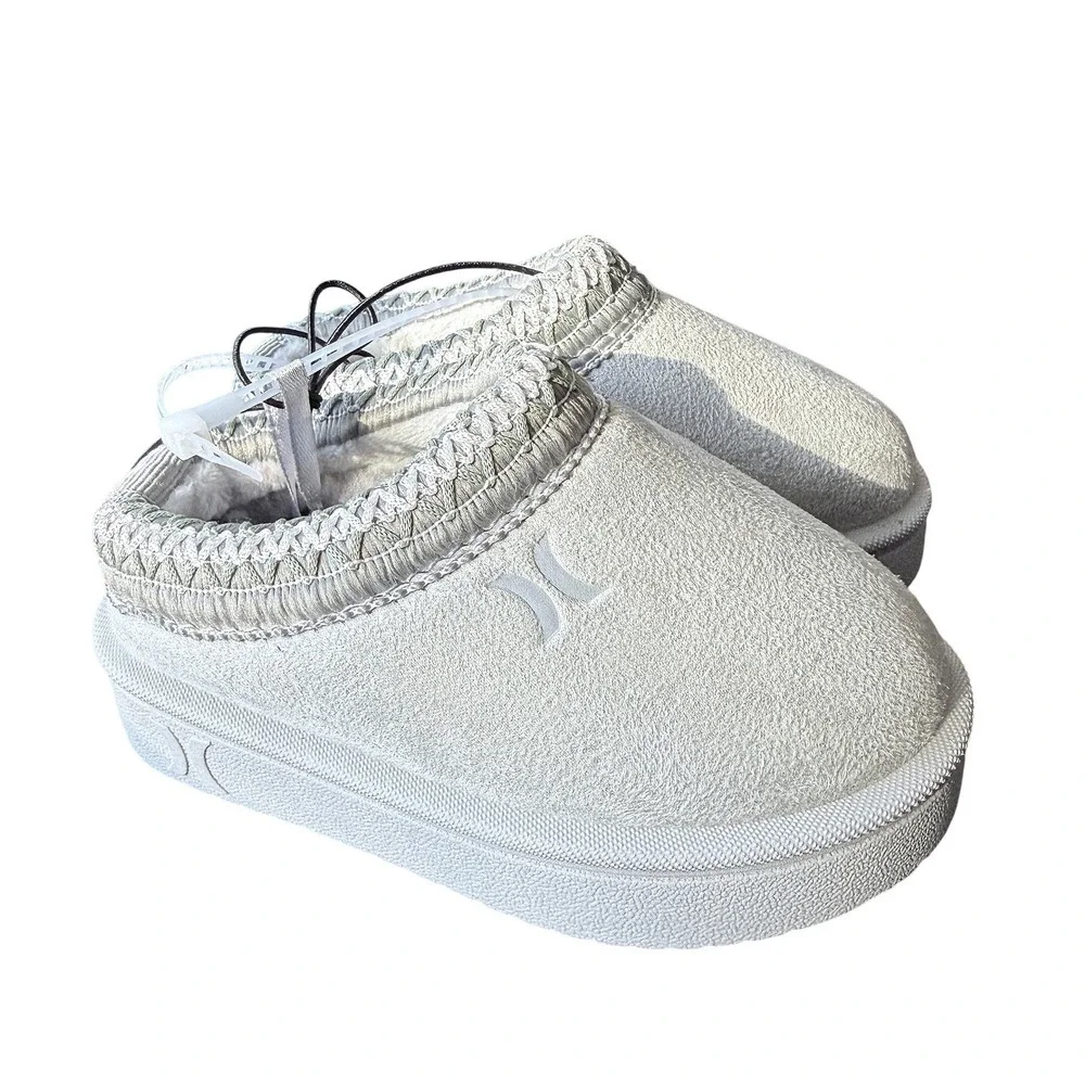 Hurley Modi-T Kids Gray Faux Suede Fur Lined Slipper Mules Size 5 Toddler NEW